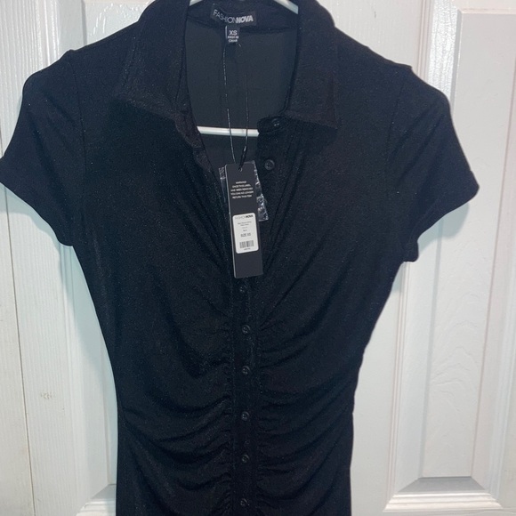 NWT Fashion Nova Silky Smooth Slinky Maxi Dress - Black size XS - Picture 3 of 4